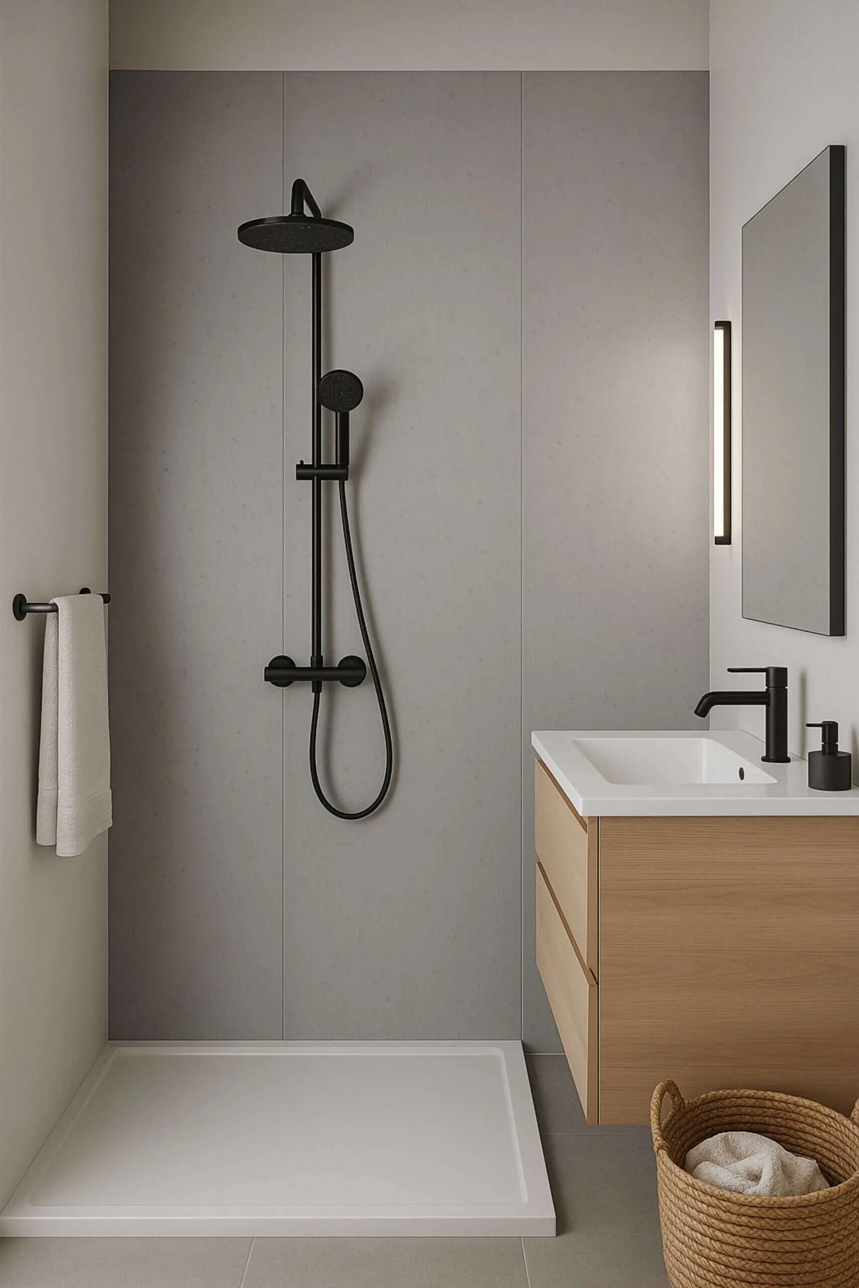 Modern bathroom featuring Faux Stone PU Panels