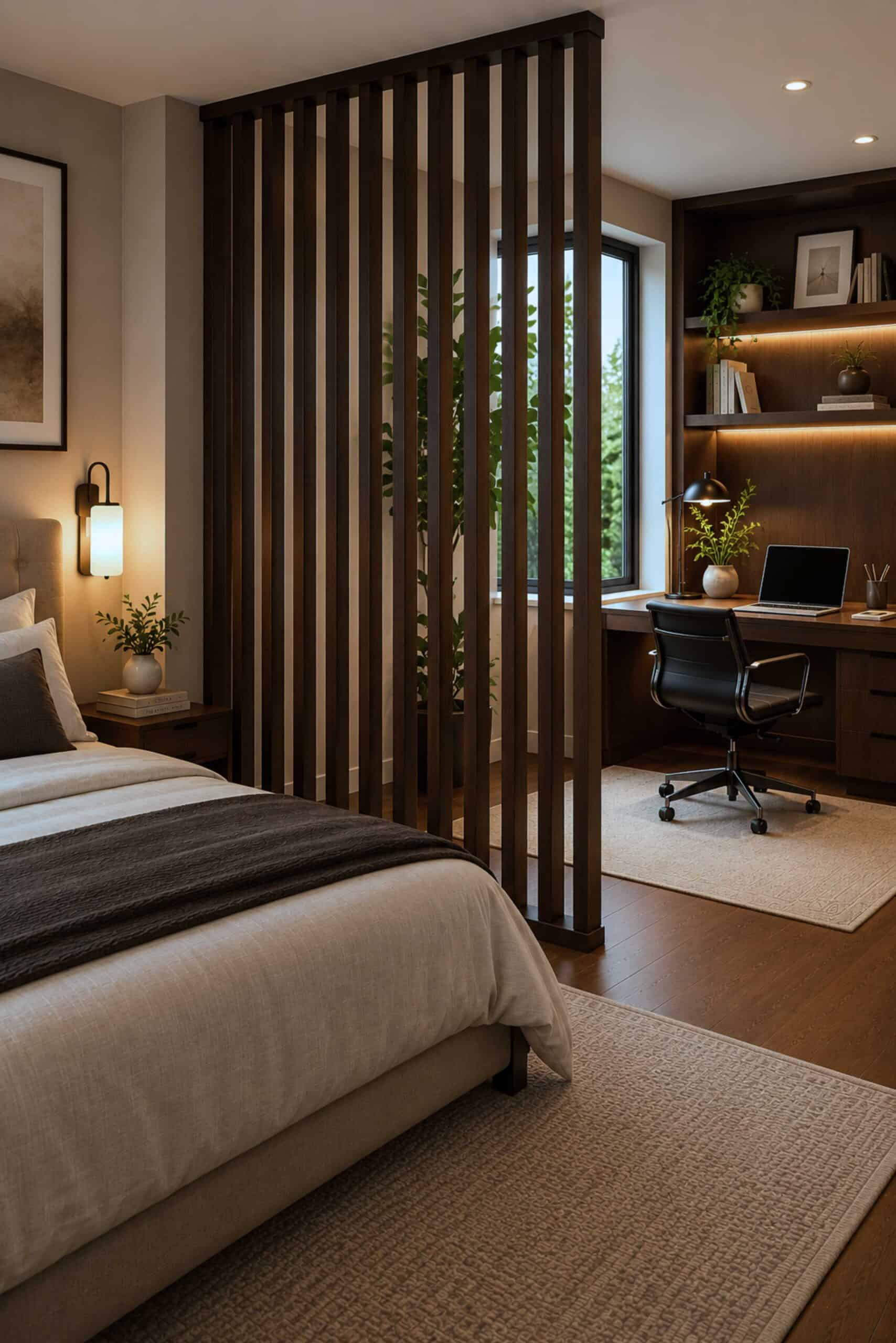 Espresso Brown Wood Room Divider