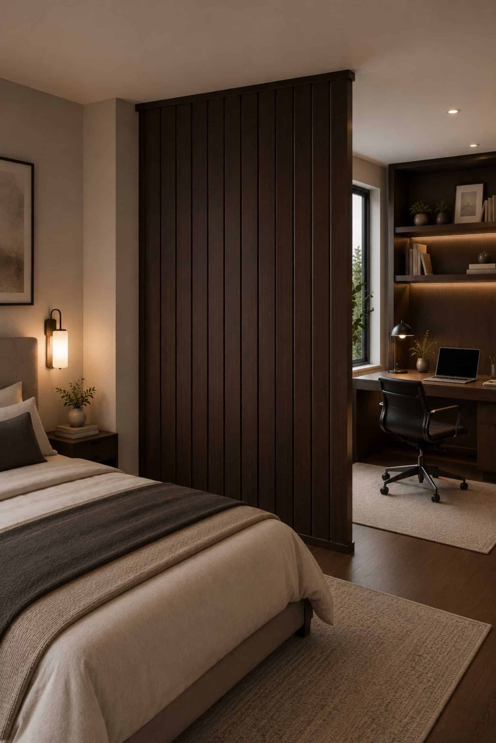 Espresso Brown wood room divider