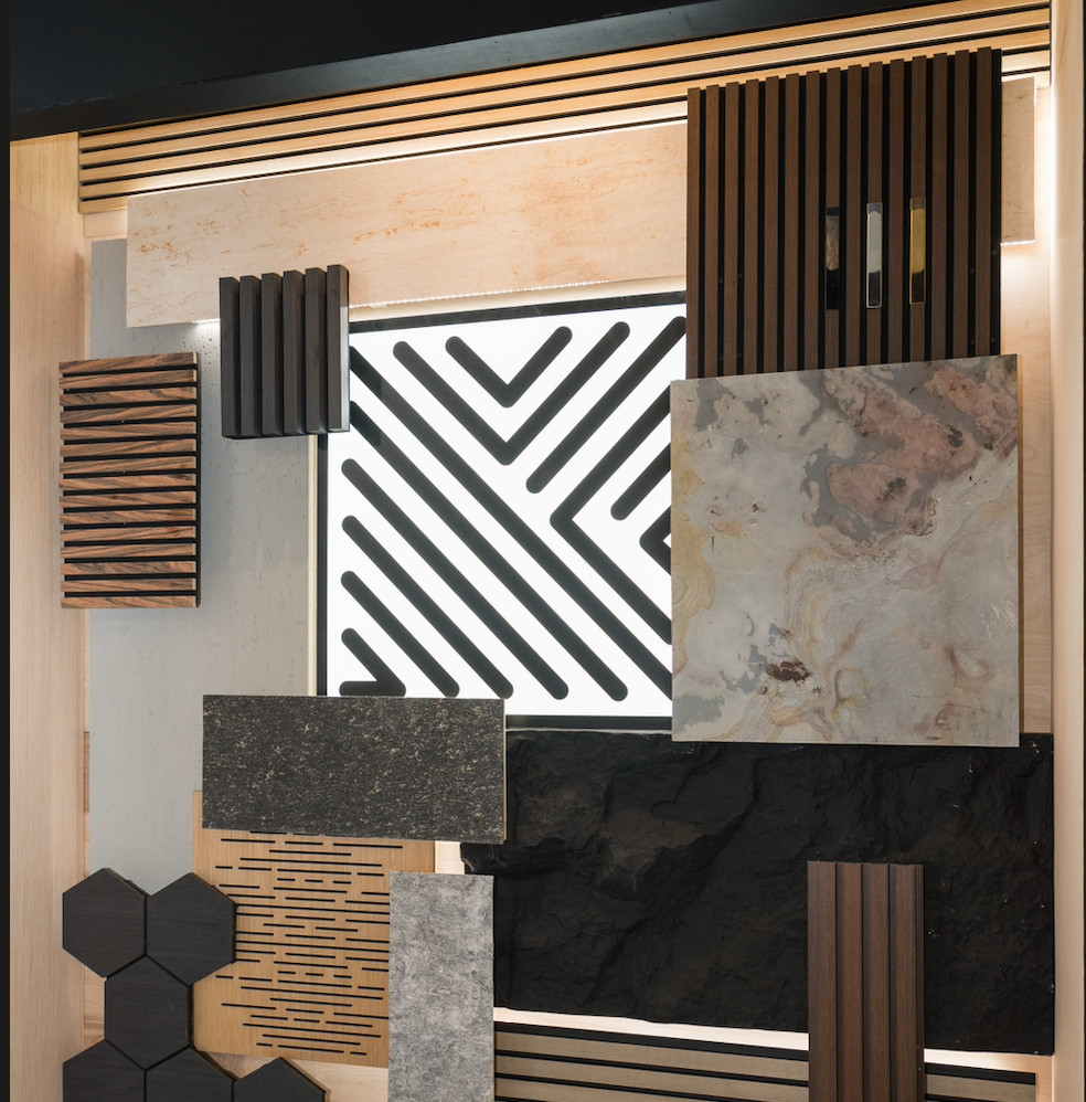 Panel Decor Hub showroom with wall panel and surface samples