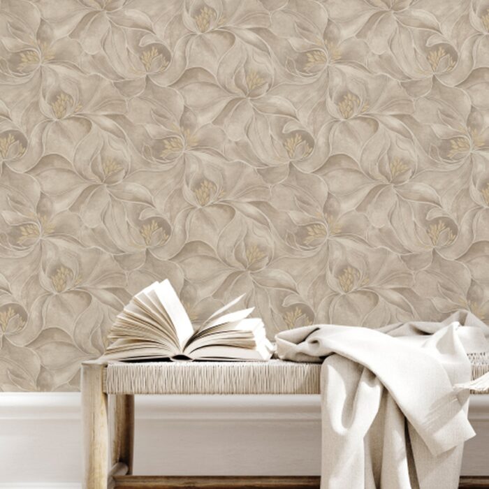 Taupe Botanical Wallpaper