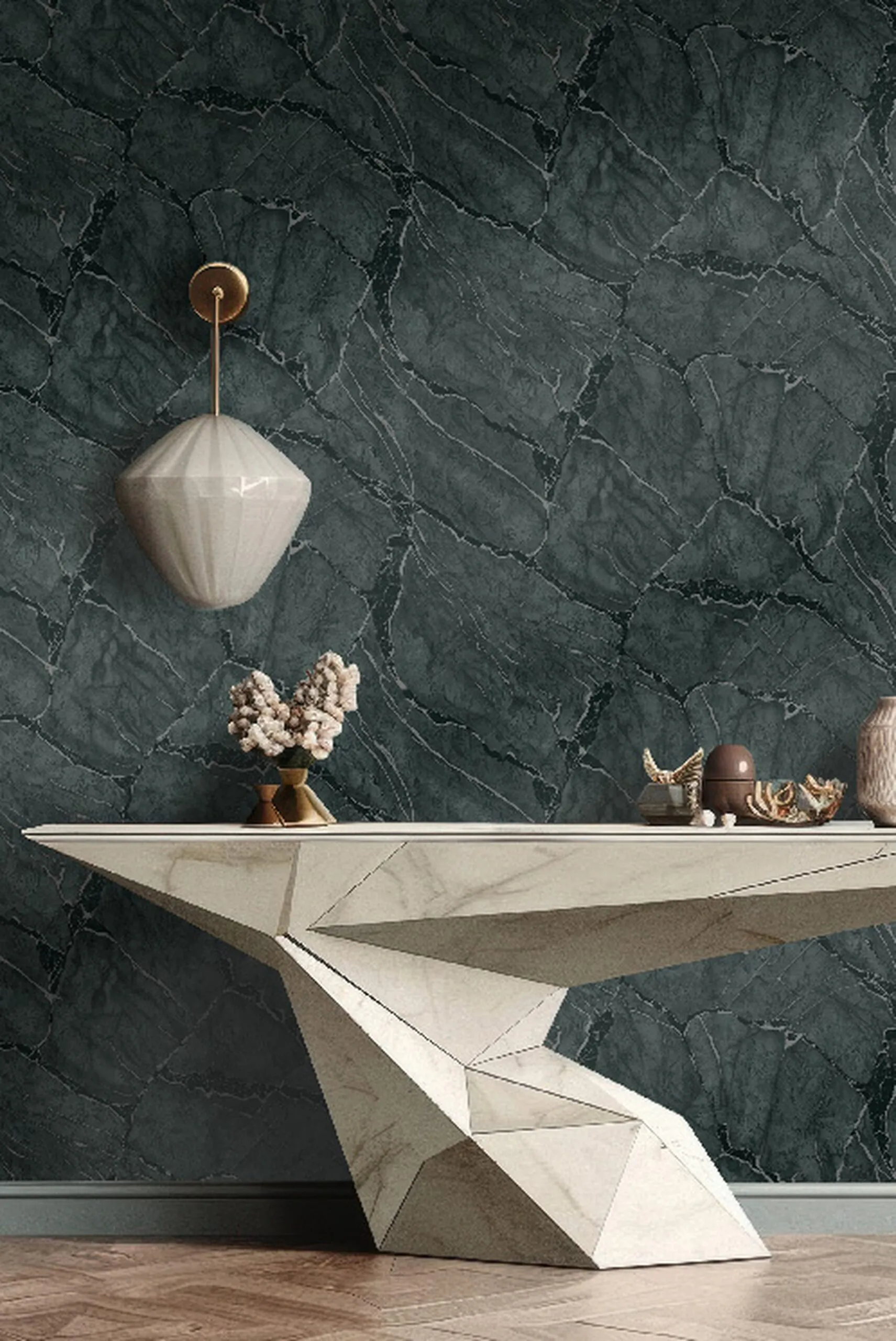 Designer wallpaper used in an elegant interior