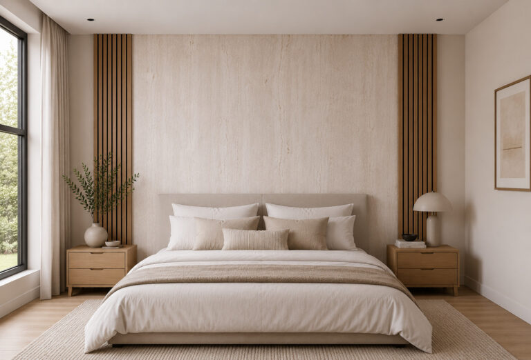 Modern bedroom featuring FLEX Stone Veneers