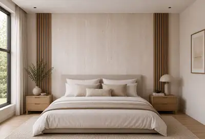 Modern bedroom featuring FLEX Stone Veneers