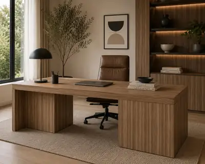 Contemporary office featuring Wood Veneer