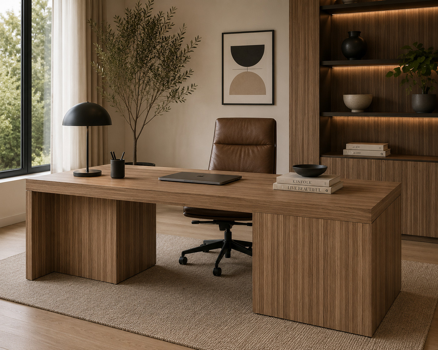 Contemporary office featuring Wood Veneer