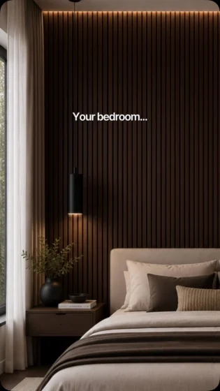 bedroom goals. 🤎 slat wood panels in Espresso Brow&hellip;