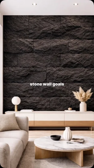 who doesn’t love a stone look accent wall 🖤 #stone&hellip;